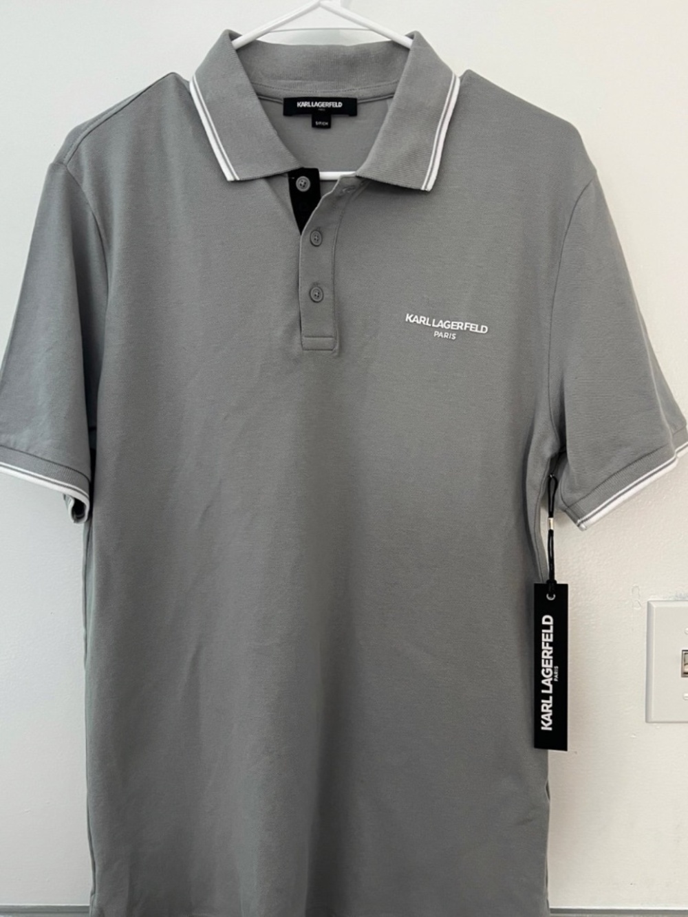 Karl Lagerfeld Light Grey Polo with Contrast Placket